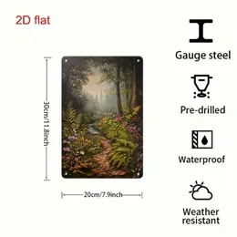 Product image of Rustproof Metal Sign, Forest Path Graphic, 7.9 x 11.8 inches