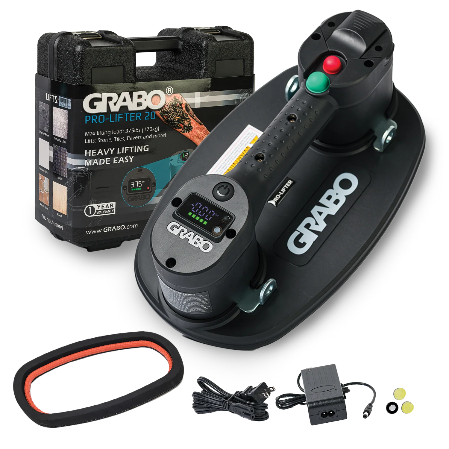 Main product image of GRABO Pro Cordless Vacuum Lifter, 375 lb, Hardshell Case, Gripster Kit